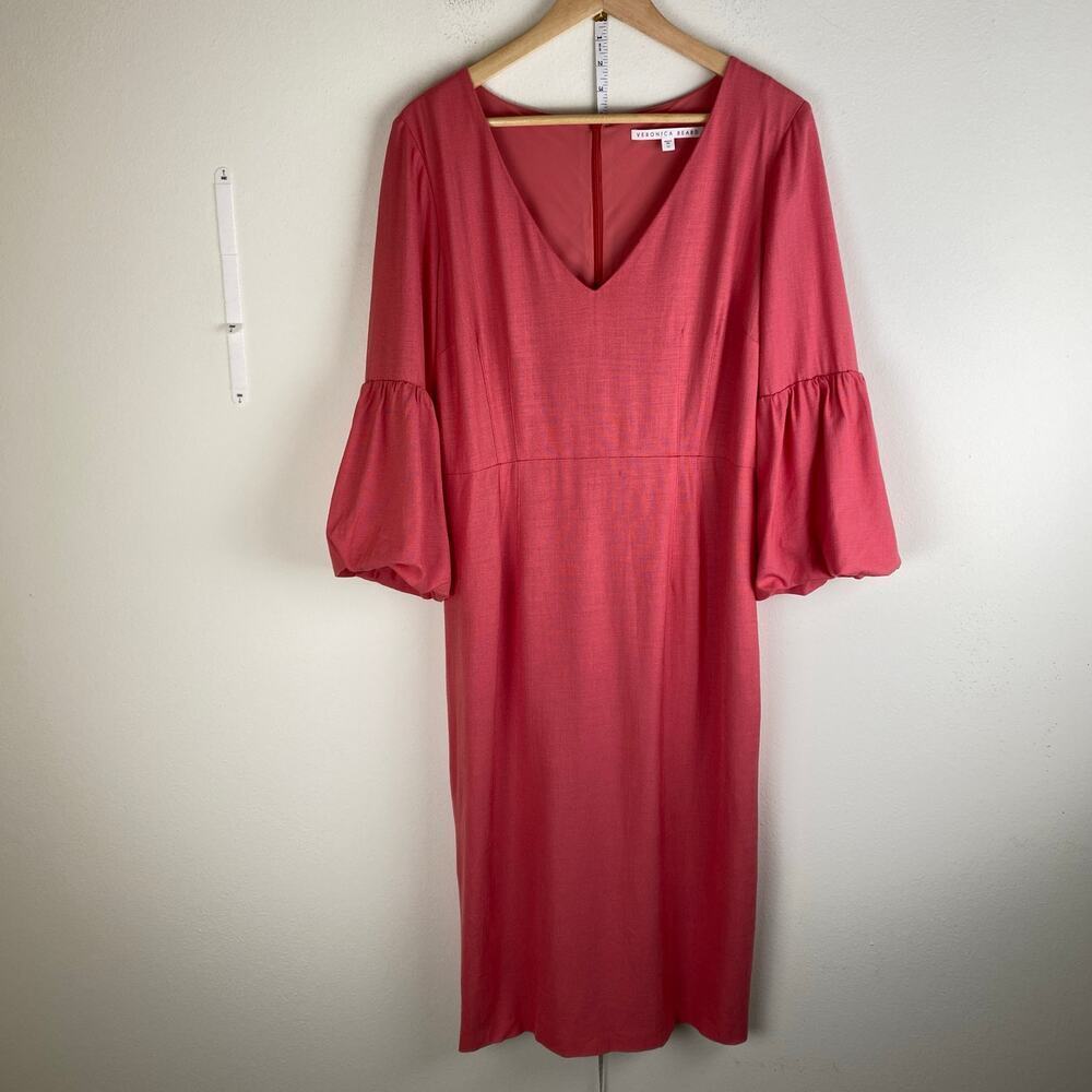 Veronica Beard Amalita Coral Pink Sheath Midi Dress Size 10 - Picture 7 of 15
